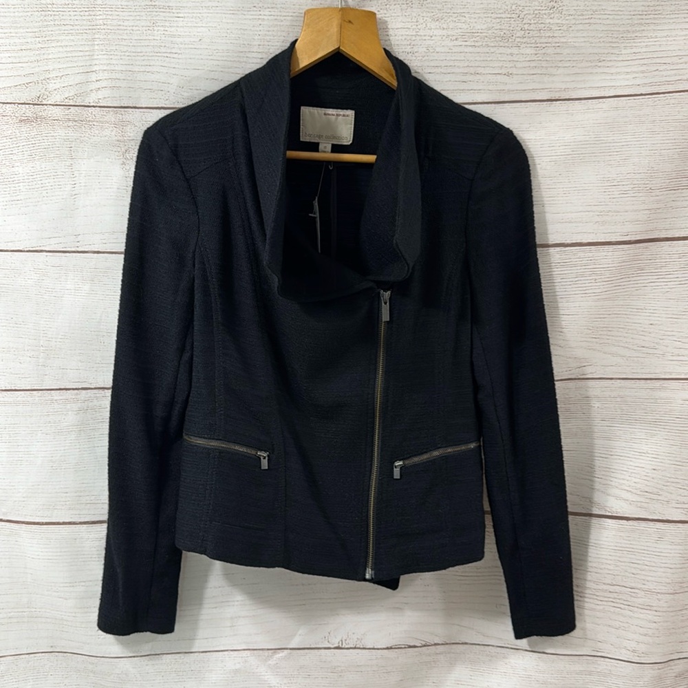 NWT black Banana Republic Heritage Collection drape front biker jacket size 8